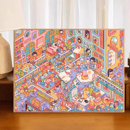 鹿藤奶香镇数字油画40x50水乐园2024新款超难横版法式风卡通diy填色画 Z694 粥铺 50*65CM DIY颜料画笔+实心背板+黑色外框