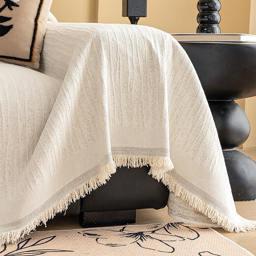 Muji 2025 new sofa towel full cover scarf French cream style sofa cover Chenille light luxury sofa cover cushion Younai- butter white 180cm*130cm [Applicable to small singles]