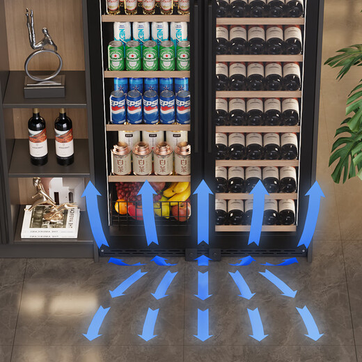 BAIKAILUN double-door double-temperature wine cabinet, door-to-door thermostatic wine cabinet, ice bar, wine cabinet, home living room refrigerator, office tea and beverage display cabinet, wine and fruit preservation refrigerator, 1.76 meters | dual temperature | all-in-one cabinet | red wine ice bar 418L thin section