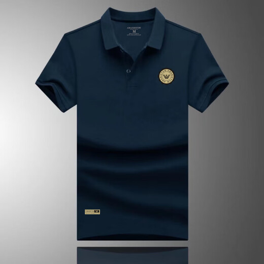 Camisa de manga corta para hombres de Armani Summer Camiseta de solapa informal de la solapa de hierro sin hierro para hombres AM701 Lapa negra 4xl Peso de referencia 185-210Jin [Jin equivale a 0.5 kg]
