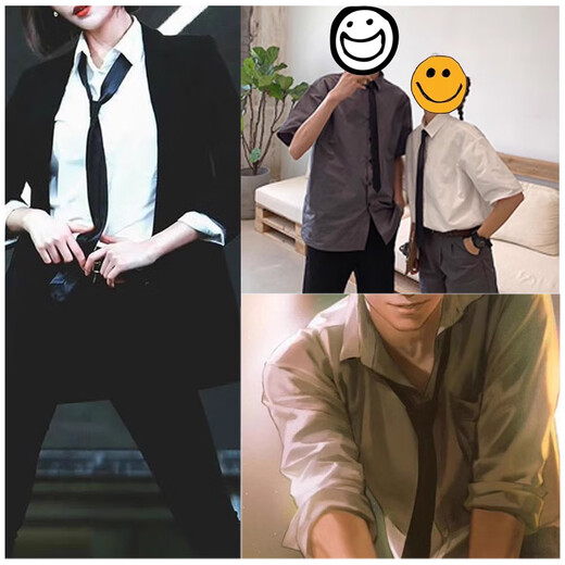 Beautifully made ties for women, casual shirts for men, college style decoration, trendy Korean style hand-tied black ties, thin 3.5CM, black super thin ties 3.5cm