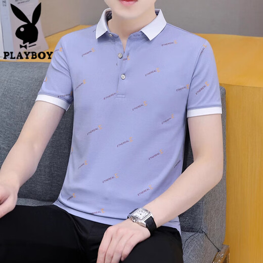 花花公子（PLAYBOY）夏季短袖t恤男2025新款翻领polo半袖衫冰丝男装上衣 679白色 XL 135-145斤