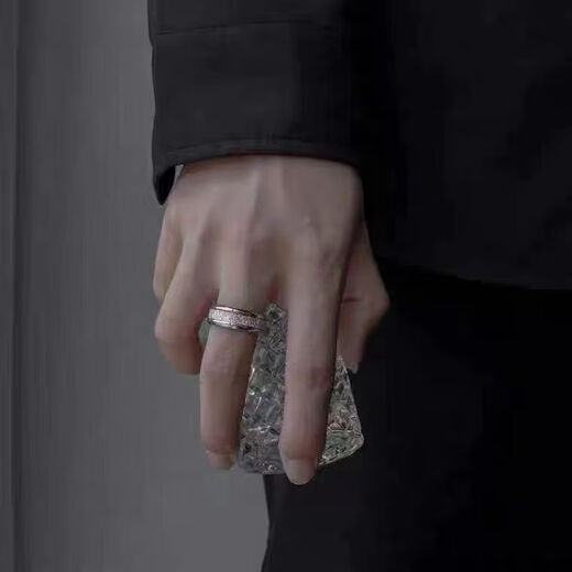 Trendy personalized rime pattern ring men's titanium steel ring men's trendy single fashion wide ring ring does not fade rime pattern ring black size 7 recommended 90 Jin Jin equals 0.5 kg -100 Jin Jin equals 0.5 kg