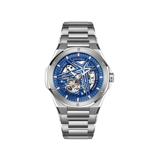 古尊（GOLGEN）蛟龙机械手表男士潮流时尚镂空防水全自动机械腕表男款6198 机甲蓝