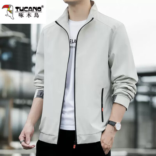 Woodpecker Jacket Men's Jacket Spring and Autumn 2025 Trendy Fashion Casual Versatile Men's Fashion Brand Outerwear J6618 Bean Gray 3XL