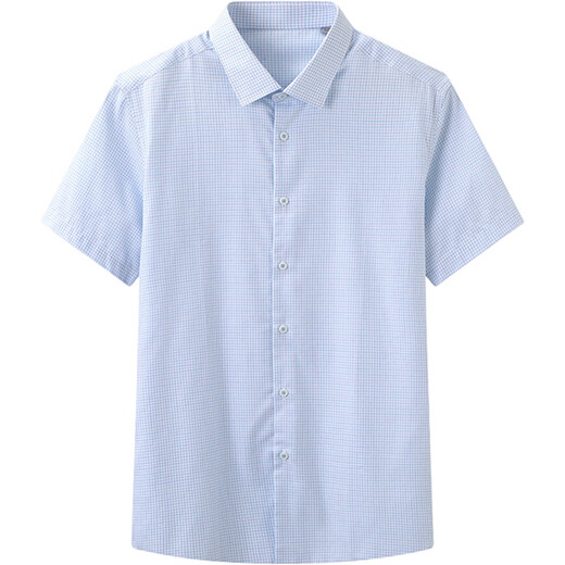 Pang Donglai DL [Recomendado por la madre central] Tops de hombres con colas en la textura de moda de verano camisas de manga corta con cuadros azules de la lago de moda, tamaño promedio 3895-105Jin [Jin equivale a 0.5 kg]