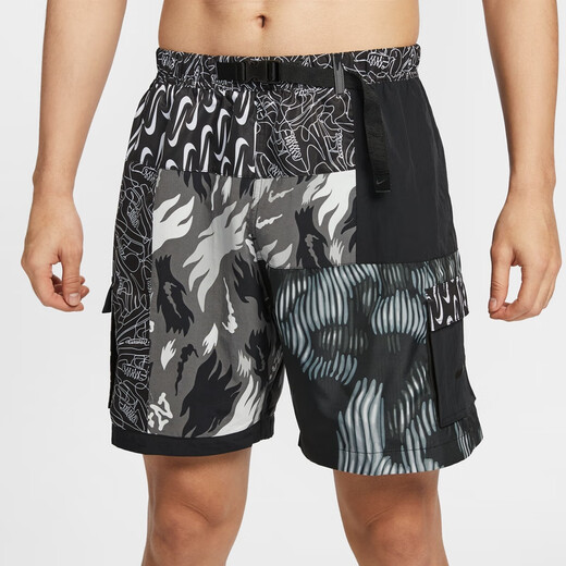 
Nike (NIKE) official men's beach shorts summer swimming casual vacation sports pants splicing comfortable FZ7373 034 black/white/light smoke ash/black M