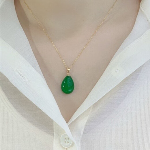 OEMG 18K gold inlaid marrow pendant large simple water drop necklace Yanglu Bao single pendant high-end 18K gold inlaid