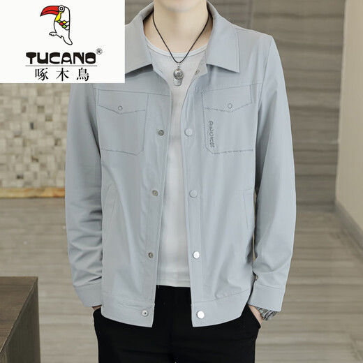 Holzspecker (Tucano) 2025 Jacke Herren Sommer dünne, hellgekochte, gelegentliche Herren-Top-einfache und vielseitige Mode-Sonnenschutzmode 671 White M [110jin [Jin gleich 0,5 kg] unten]