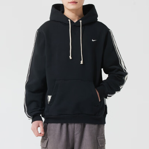 耐克（NIKE）卫衣男装外套夏季新款训练运动连帽防风休闲加绒套头衫HJ3882-010 HJ3882-010黑/淡象牙白 M
