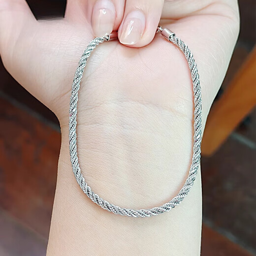 Qianshu (QIANSHU) new platinum bracelet for men, gold chain, platinum pt950 twist snake bone rope chain bracelet for men and women, width is about 2.8mm, length is about 19+3cm, weight is about 12.15 grams