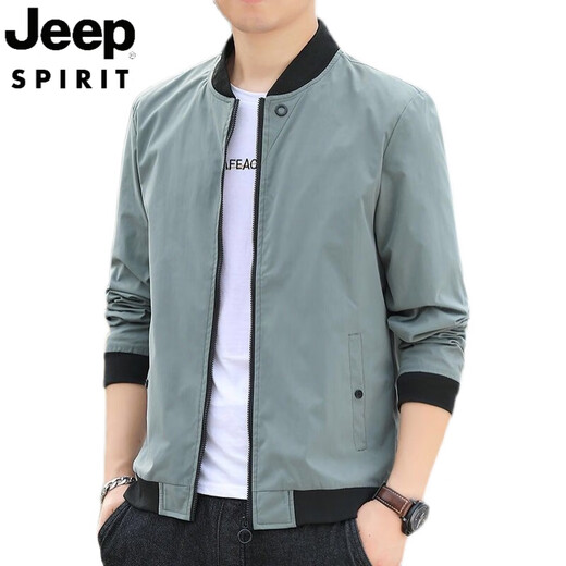 JEEP SPIRIT吉普2025春秋装外套男棒球领薄款休闲风衣短款外穿帅气男士夹克衫 686夹克【米白色】 3XL 【建议135-150斤左右