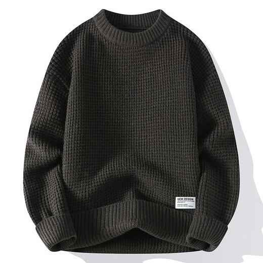 NJSKAKW Runder Nackenpullover Pullover Herren Winter Trendy Teenager Lose Farbe blockieren Langarm Basis Strickpullover Herbst Kleidung 2023 Neuer Kaffee M.