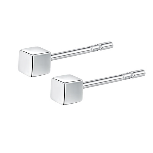 Safir platinum earrings for women PT950 square earrings, fashionable, simple, fresh, and perfect for birthday gifts, about 1.20 grams