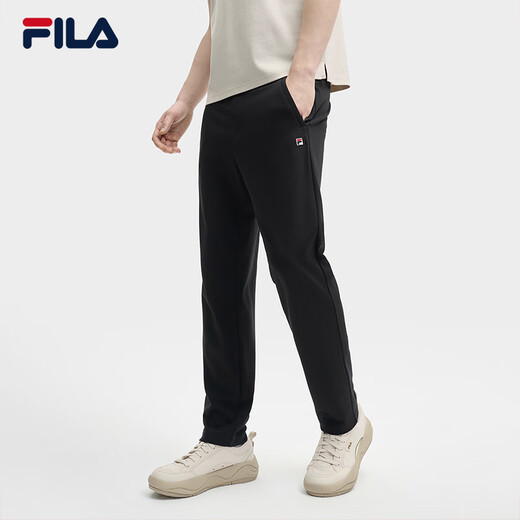 Fila Fila official men's knitted trousers 2025 summer new fashion casual simple basic straight pants men's black-BK L 175/84A/L