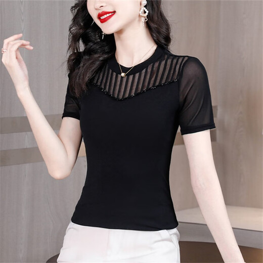 
Jiaobifu summer mesh base shirt for women high-end thin small Guangzhou Thirteen-row Shenzhen Nanyou Hangzhou Four Seasons Spring West A1389 Short Sleeve M Recommended 90 to 100 Jin [Jin equals 0.5 kg]