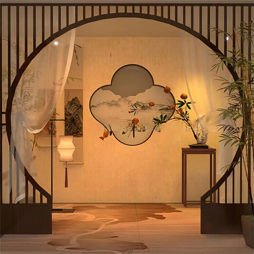 Pangdonglai Quality Ancient Style Courtyard Fond de fond en direct Nouveau style chinois Ancient Style Indoor 3 Le mur de fond tridimensionnel peut être personnalisé A-1478 Tissu photo haute définition [Pas de cheveux bouclés de trace] 2,5x2,5m