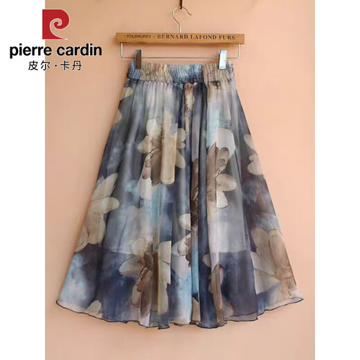 皮尔卡丹（PIERRE CARDIN）夏季民族风雪纺半身裙中长裙A字大摆裙复古大码碎花裙女印花短裙 黑色702 纯色 均码