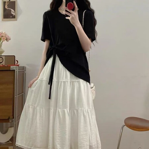 Pushii Fangfang grande taille de la jupe de gâteau en dentelle d'été de grande taille Bow lâche et à la mode
