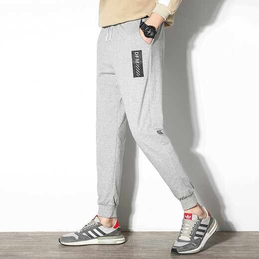 Tiger Trace Sport Pants Men's Thin Summer Trousers Straight Loose Large Size Cotton Running Exercise Closed Waiter Pants Casual Pants Gray (9898 Closed) XL