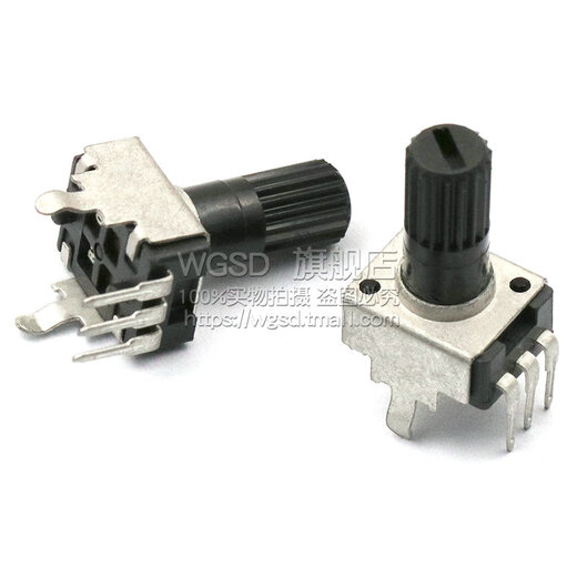 Dafuri 0932 potentiometer adjustable resistor 5K 10K 50 100K 3-foot long handle RV09 5-foot knob speed adjustment vertical straight plug vertical 5K handle length 12.5MM (5 pieces)