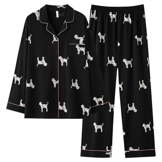 Yalu [Xinjiang algodón] Pajamas de primavera para mujeres 96% de algodón Polka de manga larga Dog 25 años Conjunto de ropa para el hogar New Women's 3E3294 [7a Xinjiang algodón] M: Peso recomendado 80-100 Jin [Jin equivale a 0.5 kg]