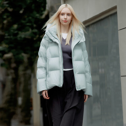 Tambor down jacket women's short detachable hood fashion large silhouette autumn and winter coat thick 530368D frost blue 160