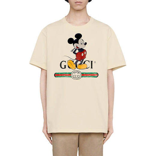 Gucci (Gucci) Xdisney Co-Branded Model Gucci Logo Gedrucktes runder Nackenpullover Kurzschlämchen Rotatorhülsen-T-Shirt für Frauen Weiß 492347-XJB7W-9756 XS