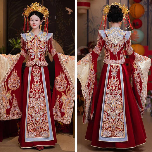 
Qinchi phoenix crown and robe full set of wedding dress Xiuhe clothes wedding dress 25 new style bride Chinese wedding wedding dress Heavy Industry gets married N-969 M All size