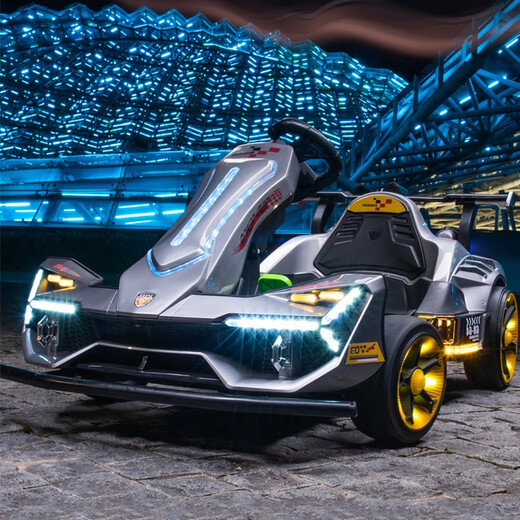 HAOWA Kart électrique pour enfants à moteur silencieux F1 Baby Drift peut s'asseoir jouet adulte voiture télécommandée à quatre roues pour enfants peinte en gris + télécommande + moteur silencieux 4845 + double entraînement in situ