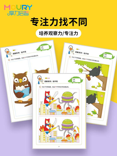 辞普找不同书找茬儿童开发智力思维能力教具幼儿观察力专注力训练玩具 找不同全套58张116页含重复