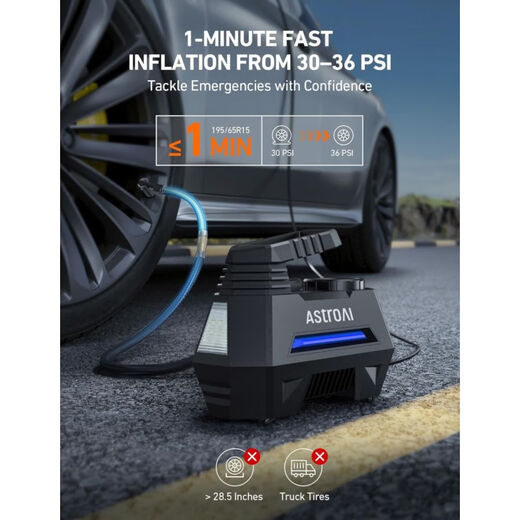 ASTROAI tire air pump inflator portable air compressor emergency suitable for car tires CZK-3631 Yellow large size