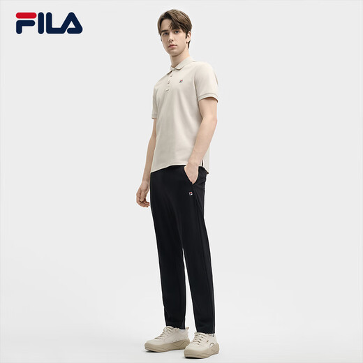 Fila Fila official men's knitted trousers 2025 summer new fashion casual simple basic straight pants men's black-BK L 175/84A/L