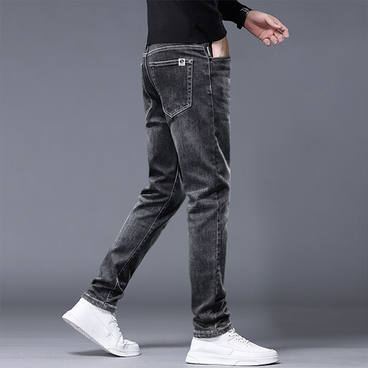Avec des jeans extensibles de printemps de Yishion purs pour les hommes minces droits et polyvalents à la mode pantalons longs d'été 2025 Nouveau style 6621 bleu et gris 29