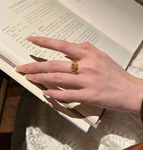 Iosn water shell gold 5D inlaid feather sugar cube ring 999 pure gold fashionable versatile high-end gift for your girlfriend Feather sugar cube ring (9 to 20 circles)