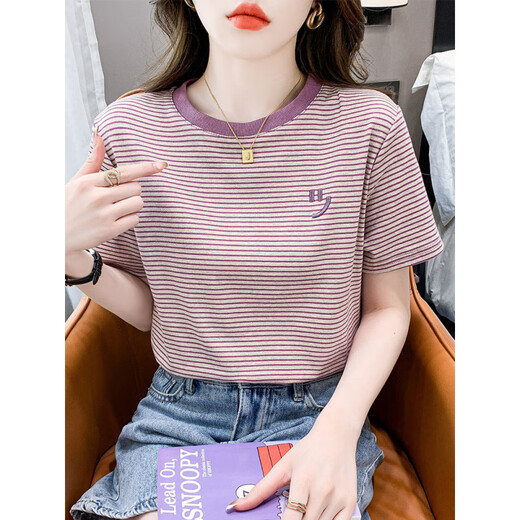 U·R·JEES香港轻奢短袖t恤女宽松韩版女装衣服2025年夏季新款百搭体恤上衣 红色 9928 M 建议95-105斤