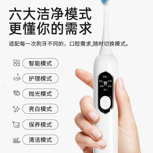 Shuke Junior Fully Automatic Sonic Electric Toothbrush Home High Frequency Vibrating Brush Head Deep Cleaning Gum Protection Long Battery Life Adult Student Toothbrush Gift Boyfriend/Girlfriend 3 Modes Birthday Ocean Blue Rechargeable Model LED Display + Magnetic Levitation Sonic + 6 Large Modes