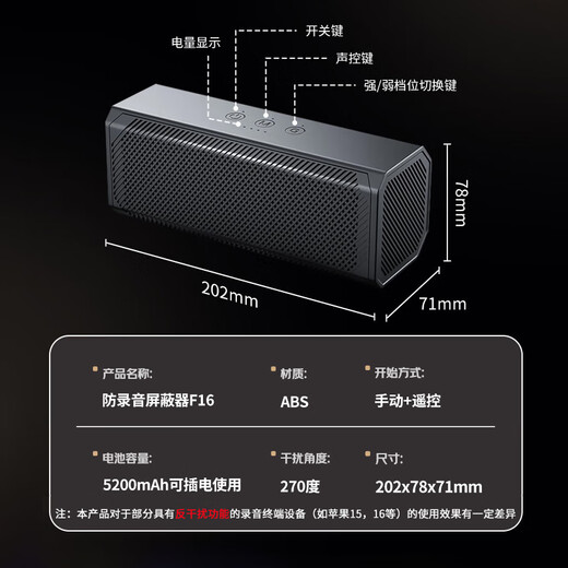 Dipur anti-recording shielding device, anti-video interference equipment, anti-recording eavesdropping guard, convenient anti-monitoring artifact F16