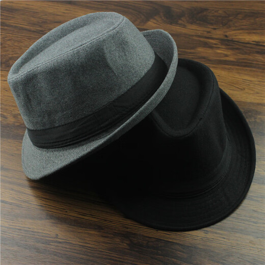 Oath to be a top hat for men, middle-aged and elderly, high-end spring and summer hats, high-end summer people, autumn and winter woolen woolen British fashion jazz hats, cloth and woolen material, light gray M (56-58cm)