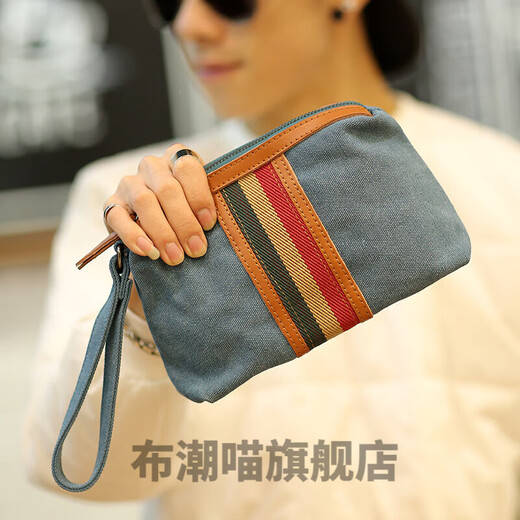 Chengyang small cloth bag for hand Korean style hand bag canvas bag men's clutch bag women's hand bag casual clutch bag trendy men black gray