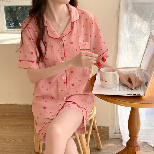 HUALIN FASHION夏季粉花泡泡袖短袖可爱薄款家居服套装 zd-673#库洛米 170 M