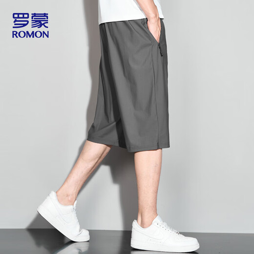 
ROMON (ROMON) sports shorts men's summer breathable thin loose casual running beach pants cropped pants ZH9877 gray 3XL