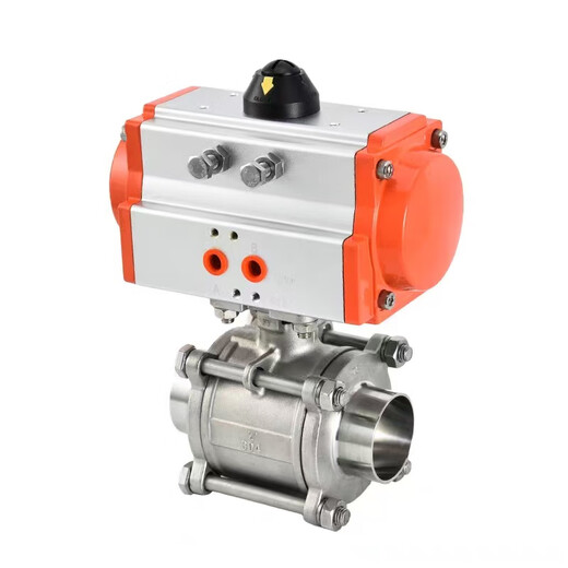 Válvula neumática de bola de soldadura de tres piezas Q681F-16P Válvula de bola de tarjeta rápida directa 304 Soldadura de carga rápida 304 Material DN10 Interfaz de liderazgo 13