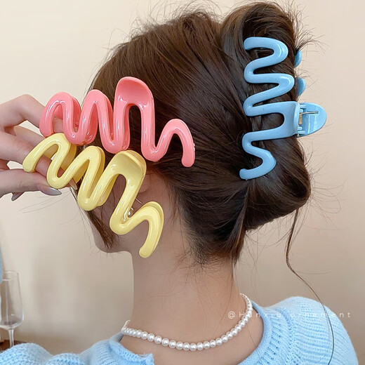 Demina's simple temperament, large hair volume, high-end hair clip, women's spring back head shark clip, hair clip, hair clip, dopamine wave clip, random one