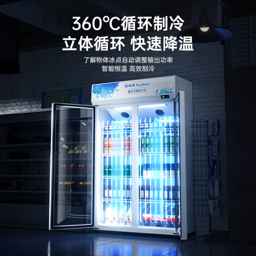 荣事达（Royalstar）饮料展示柜冷藏保鲜柜蔬菜双开门酒店商用纯风冷无霜立式玻璃门冰箱超市啤酒冷柜 728L双门【3D风冷无霜】5层