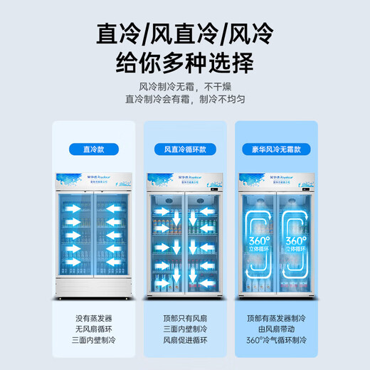 荣事达（Royalstar）饮料展示柜冷藏保鲜柜蔬菜双开门酒店商用纯风冷无霜立式玻璃门冰箱超市啤酒冷柜 728L双门【3D风冷无霜】5层