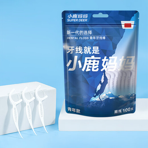 小鹿妈妈 强拉力高顺滑 贵虎青年牙线棒牙签100支/袋 3袋300支 100支 3袋