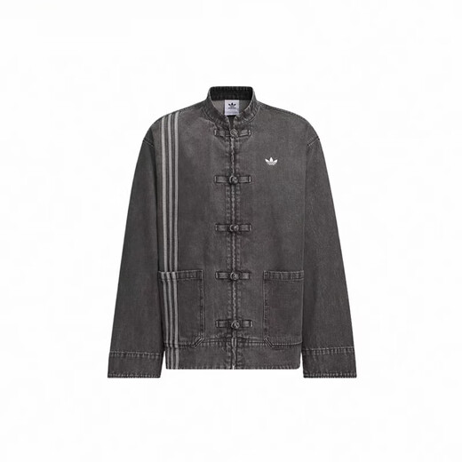 阿迪达斯（adidas）三叶草蛇年新年款情侣新中式牛仔运动唐装外套JY8275JZ9928 黑色JY8275 XXS