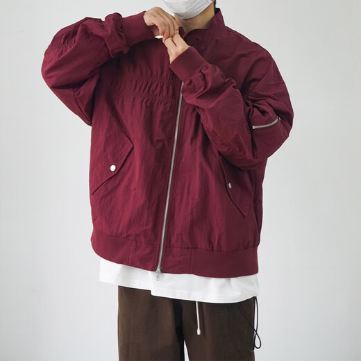 RONGXITU Japanese spring fashion brand contrasting lapel jacket men and women ins retro couple loose casual work jacket SSQ-691# blue M