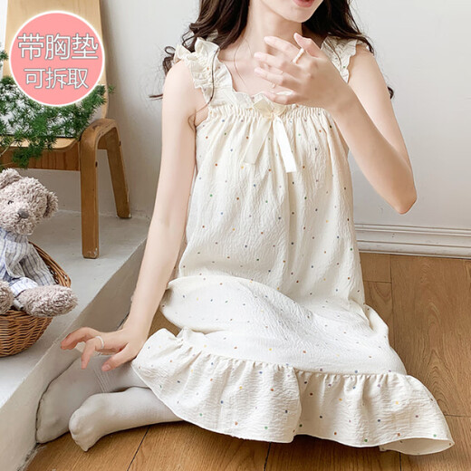 Sofea sommer sweet groß in nachthemd mit Brustkissen dünne lose Fett MM Home Kleidung Y6623# Pink 170 m